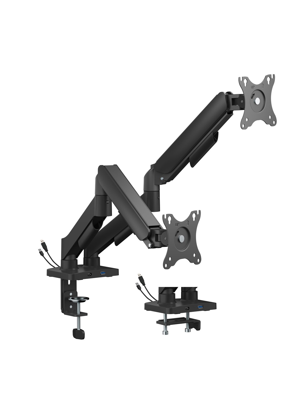Gembird Adjustable Desk 2-display Mounting Arm With Usb Port - Monitorhalterung - Ma-da2u-01