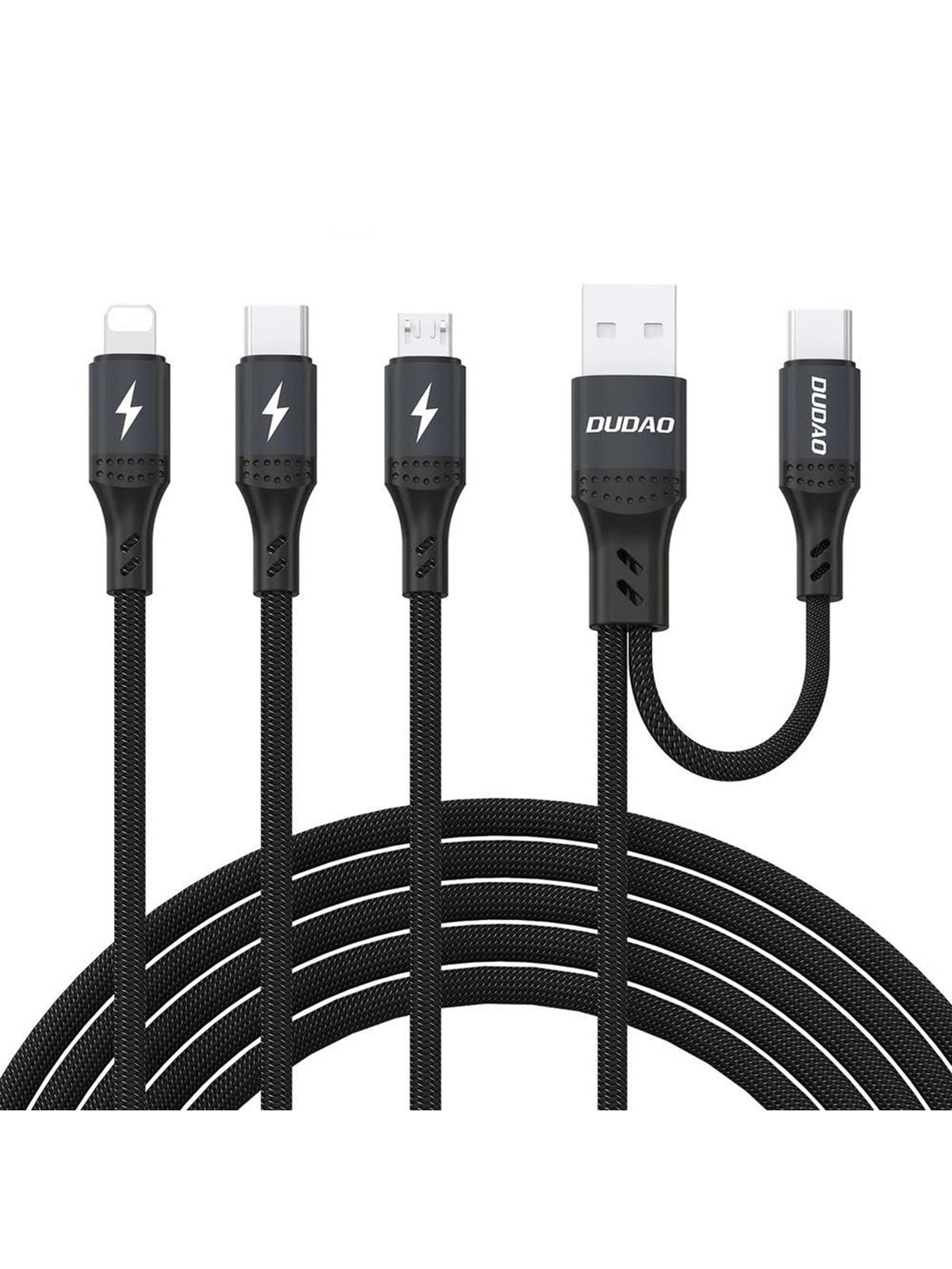 Dudao L3w Usb-a/usb-c to Lightning/usb-c/microusb 66w Cable - Black - Usb Kabel - 6976625335473