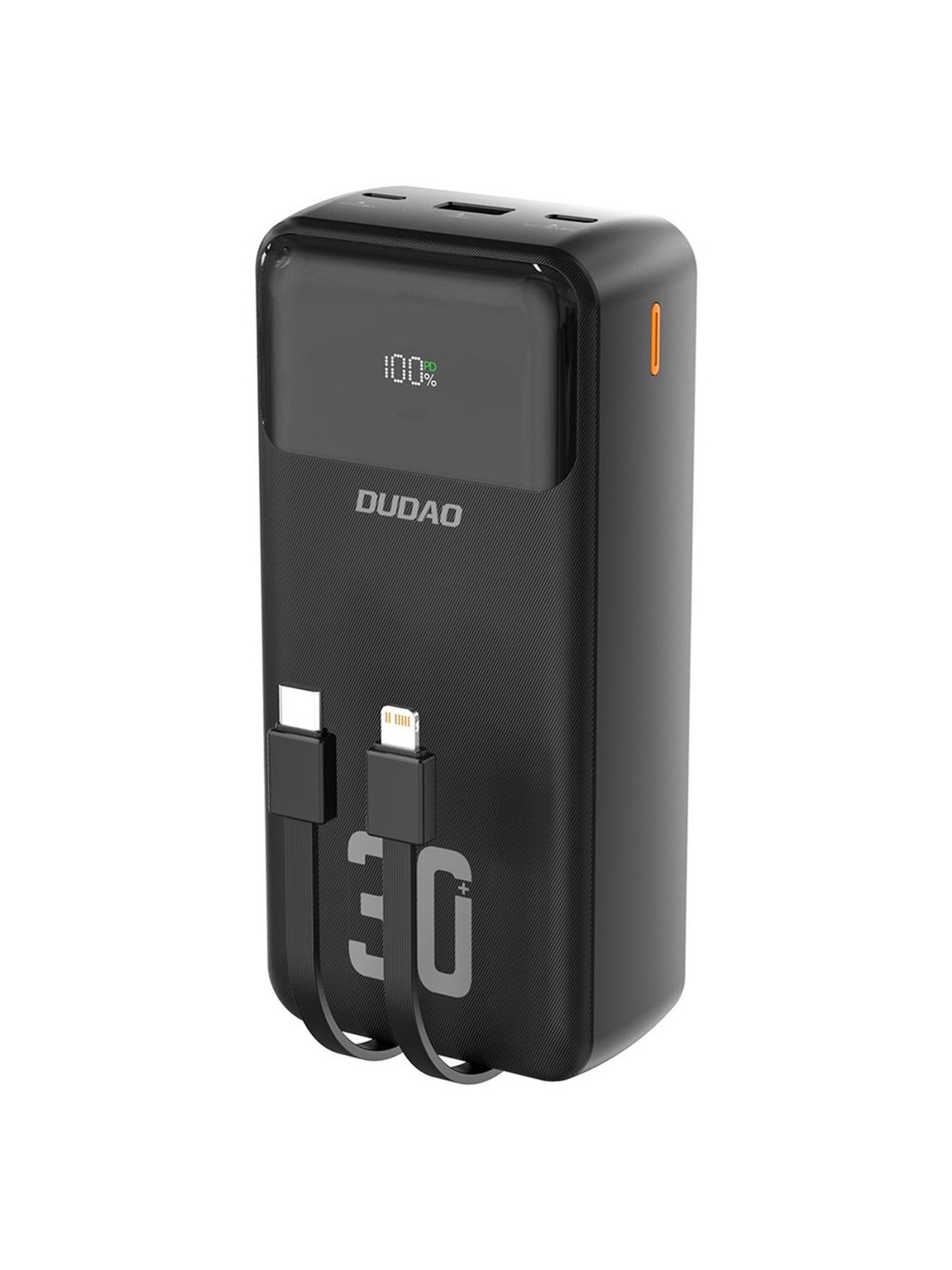 Dudao K15max PD 22.5W Powerbank With Built-in Cables - Black Powerbank (Akku) - Schwarz - 30000 Mah - Powerbank Akku - 6977196682478