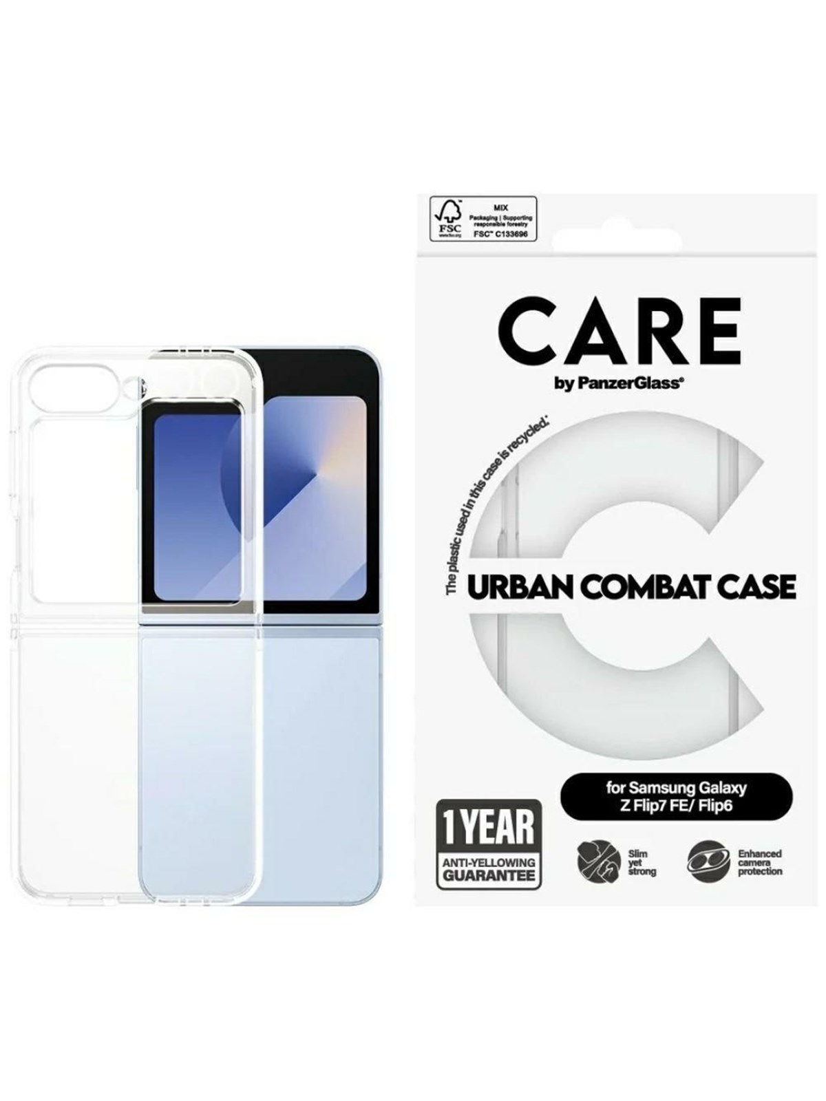 Care by Panzerglass Flagship Case Transparent Urban Combat w. Clear Frame Samsung Galaxy Z Flip7 FE | Flip6 - Handys Cover Cases - Cr81388