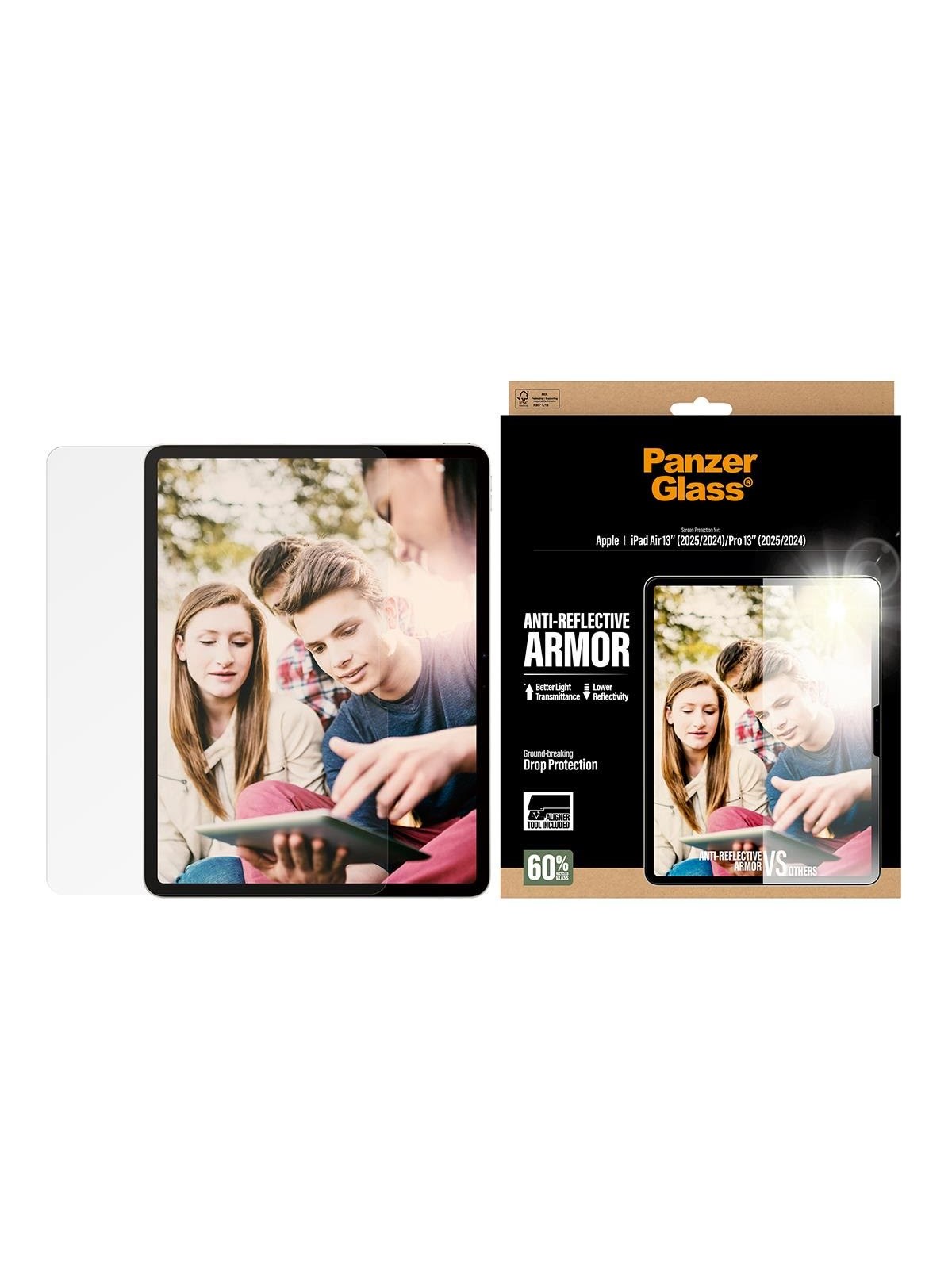 Panzerglass Anti-reflective Armor Screen Protector Ipad Air 13" (2025-2024) | Pro 13" (2025-2024) | Ultra-wide Fit w. Fastfit Tool - Handys 