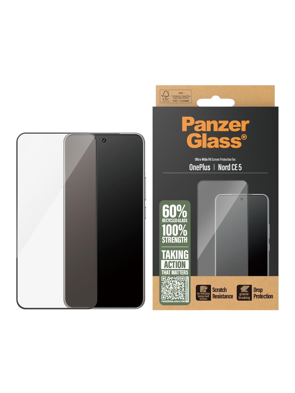 Panzerglass Screen Protector Oneplus Nord CE 5 | Ultra-wide Fit - Handys Schutzfolie - Pg79268