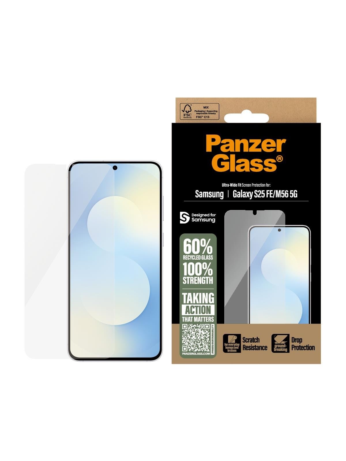 Panzerglass Screen Protector Samsung Galaxy S25 FE 5G | M56 5G | Ultra-wide Fit - Handys Schutzfolie - Pg35953