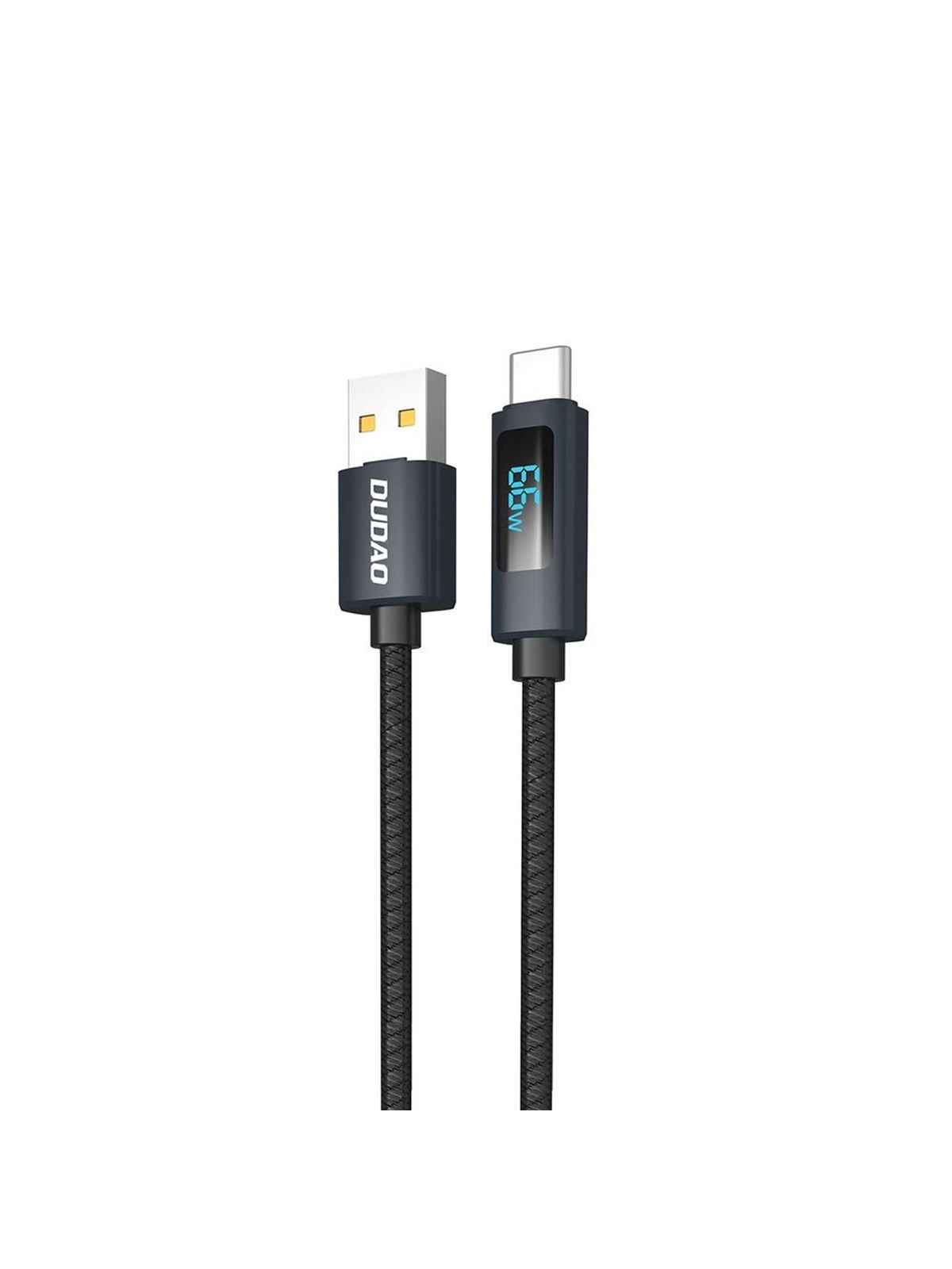 Dudao L7t Usb-a - Usb-c 66w Cable With Led Display 1m - Black - Usb Kabel - 6976625334407