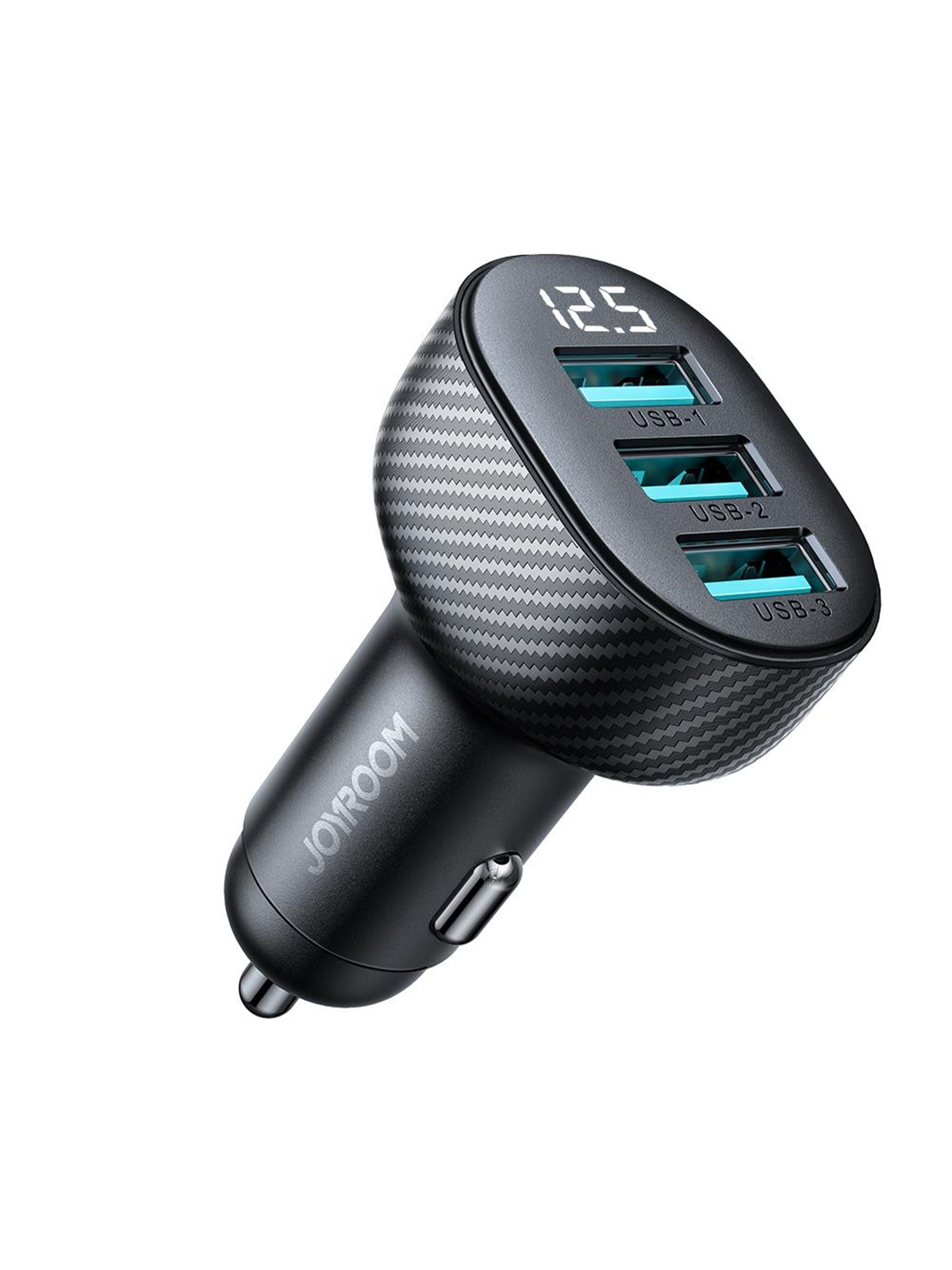 Joyroom Jr-ccd03 3.4A Car Charger With 3x Usb-a Display - Black - Handys Adapter Und Ladegeraete - 6941237112002