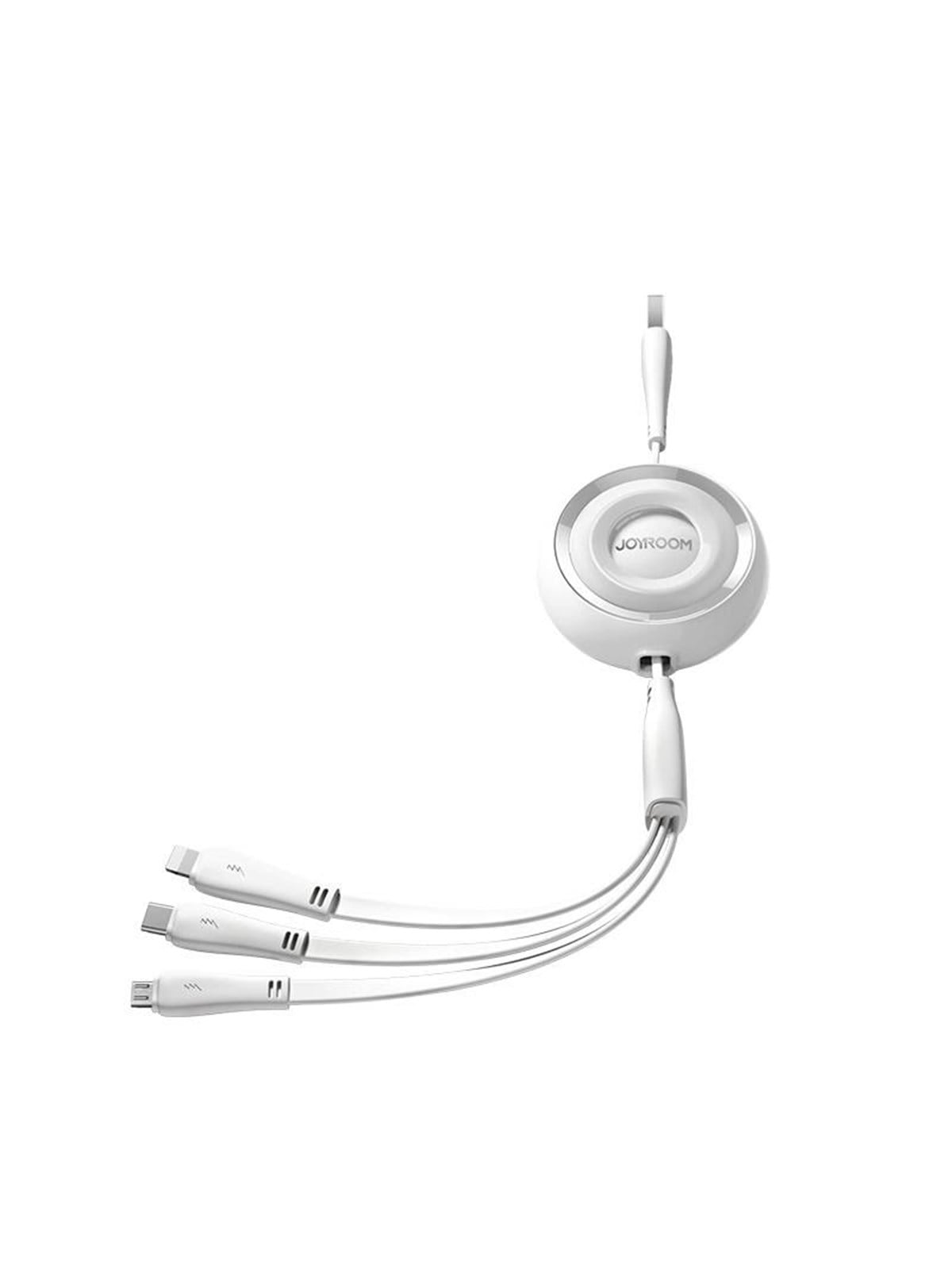 Joyroom Colorful Series S-a40 Cable Retractable 3in1 Usb-a - Usb-c / Lightning / Micro Usb 1m - White - Usb Kabel - S-a40_W