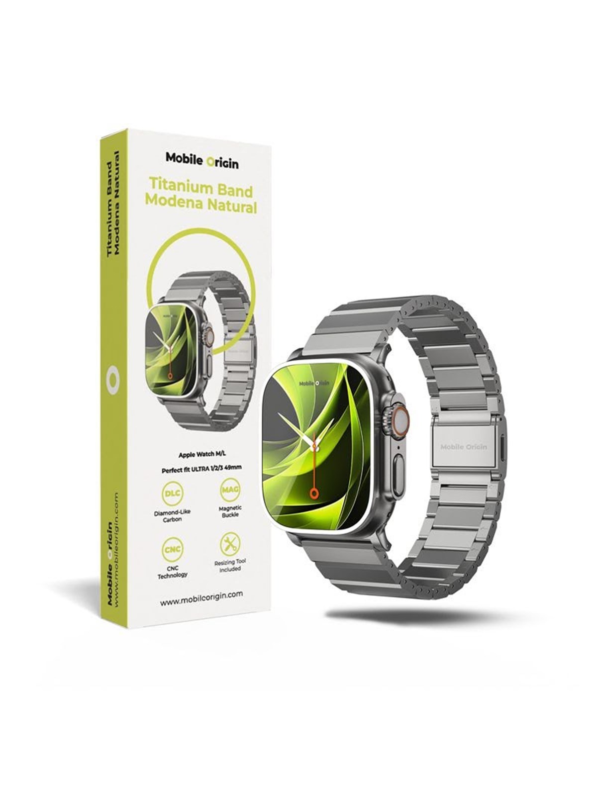 Mobile Origin Titanium Band Modena - Natural - Apple Watch Ultra 49mm - Smartwatch Accessories - Mo-tbm-slv