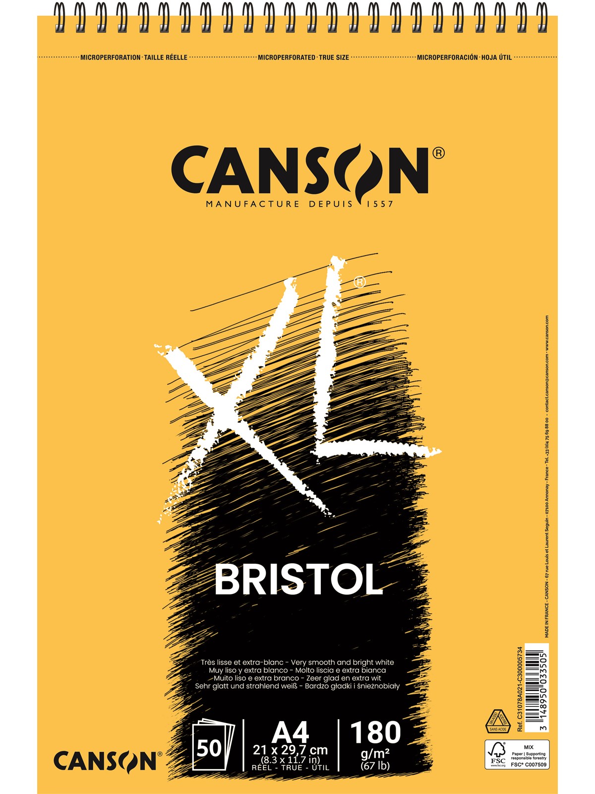 Canson XL Bristol VS A4 180g Spiral 50 SH - Kunst Handwerk Ausstattung - 17-31078a021