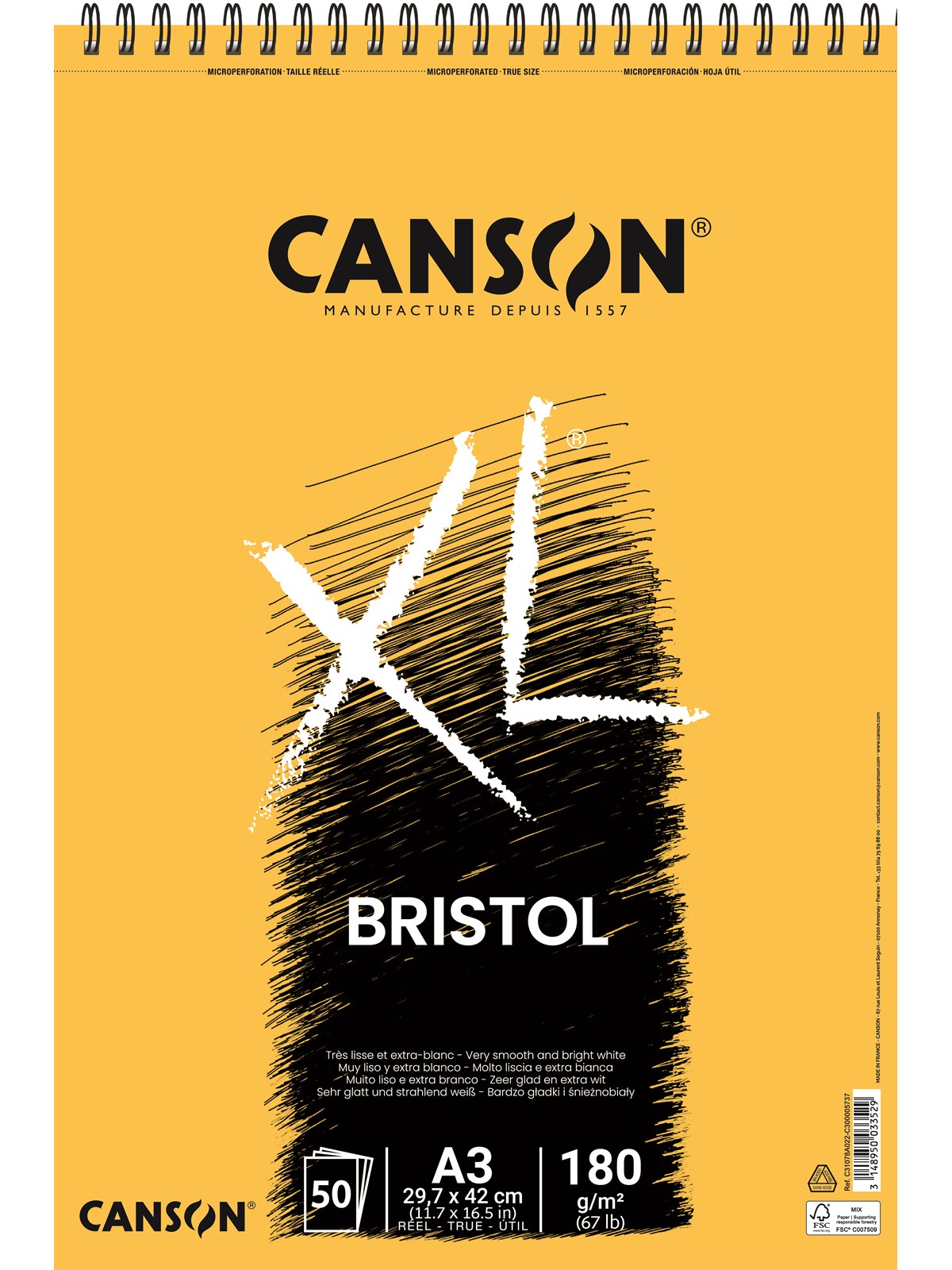 Canson XL Bristol VS A3 180g Spiral 50 SH - Kunst Handwerk Ausstattung - 17-31078a022