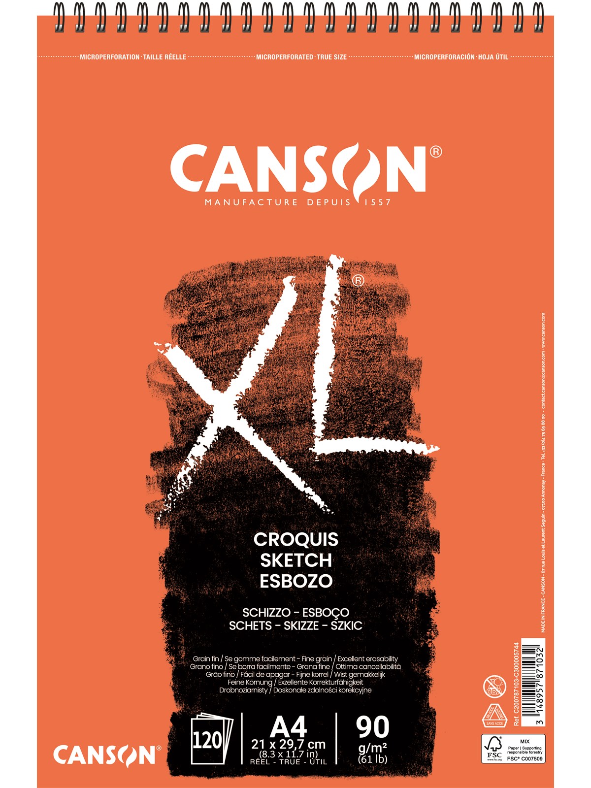 Canson XL Croquis FG A4 90g Spiral 120 SH - Kunst Handwerk Ausstattung - 17-200787103