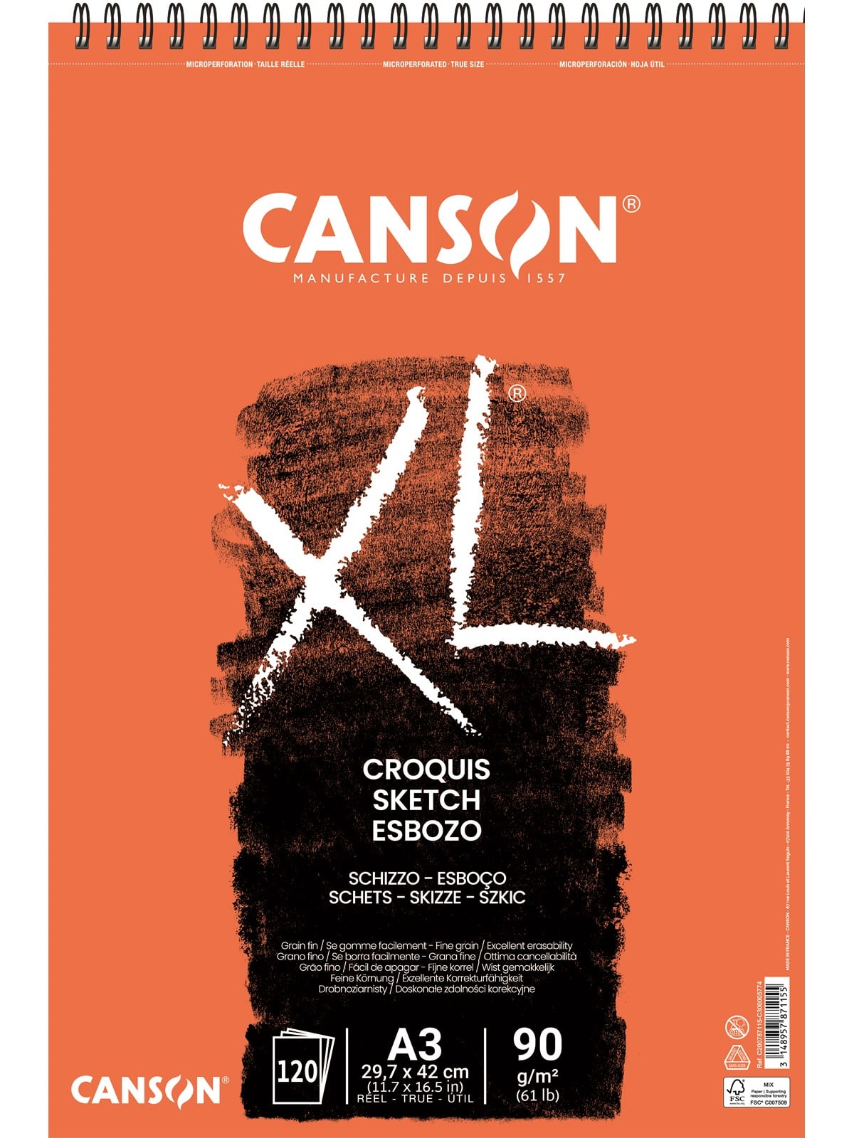 Canson XL Croquis FG A3 90g Spiral 120 SH - Kunst Handwerk Ausstattung - 17-200787115