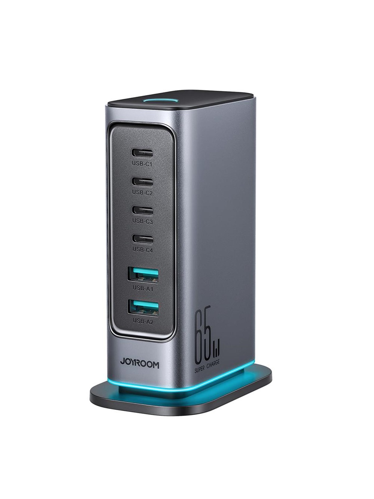 Joyroom R-tcm02 Multiport Gan Charger 65w EU 4x Usb-c 2x Usb-a - Dark Gray Usb-hubs - Usb 2.0 - 6 - Grau - Usb Hubs - Jr-tcm02