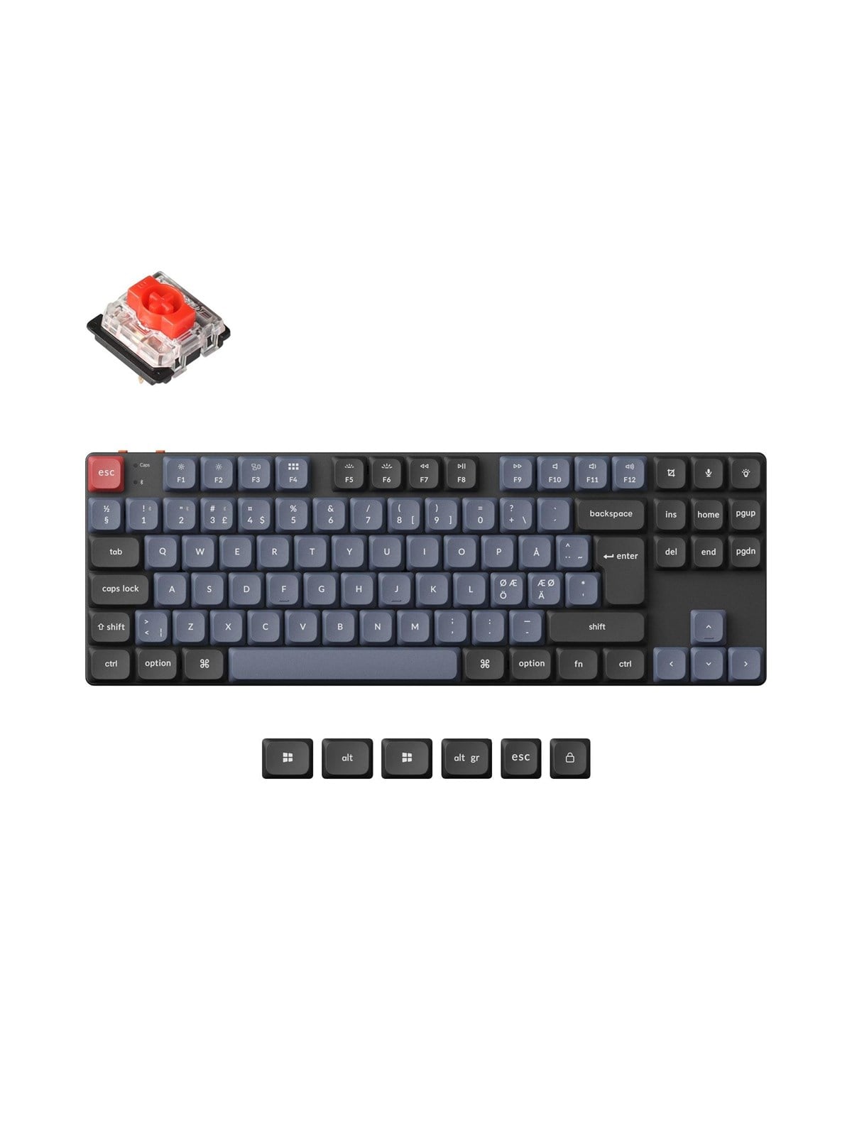 Keychron K1 Pro Qmk/via Wireless Rgb Hot Swap Low Profile Red - Gaming Tastaturen - Ohne Numpad - Nordisch - Schwarz - K1p-h1p-bo