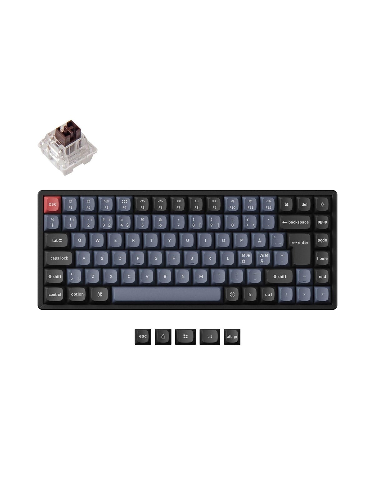 Keychron K2 Pro Qmk/via Wireless Rgb Hot Swap K Pro Brown - Gaming Tastaturen - Ohne Numpad - Nordisch - Schwarz - K2p-j3p-bo