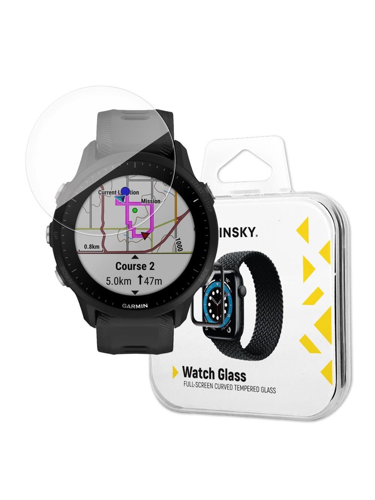Wozinsky Full Glue Tempered Glass Tempered Glass For Garmin Forerunner 955 9H Full Screen Full Cover With Black Frame - Handys Schutzfolie - 