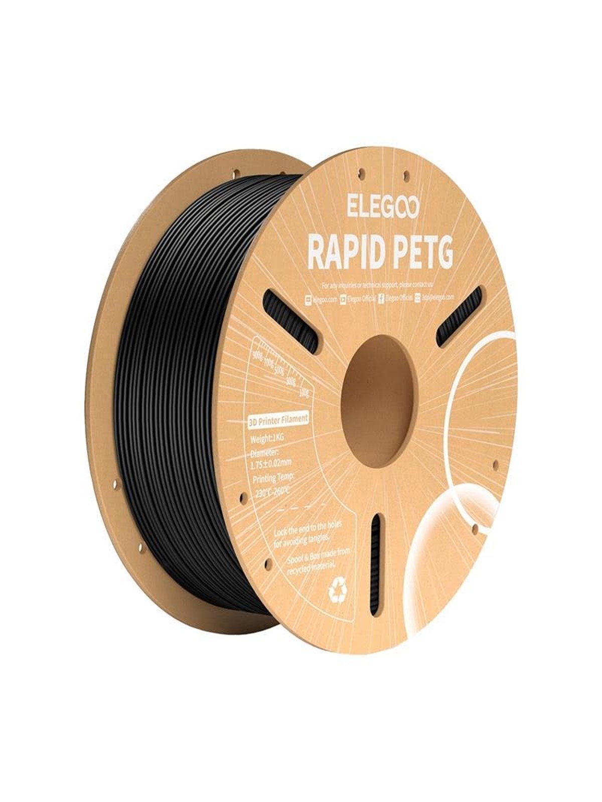 Elegoo Rapid Petg Filament (Black) - Filament 3D Drucker - 50.203.0216