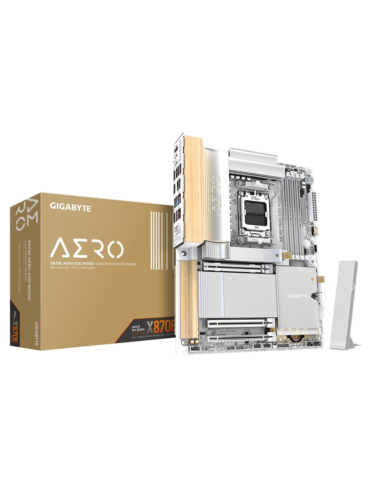 Gigabyte X870e Aero X3d Wood Mainboard - Amd X870e - Amd Am5 Socket - Ddr5 Ram - Atx - X870e Aero X Wood