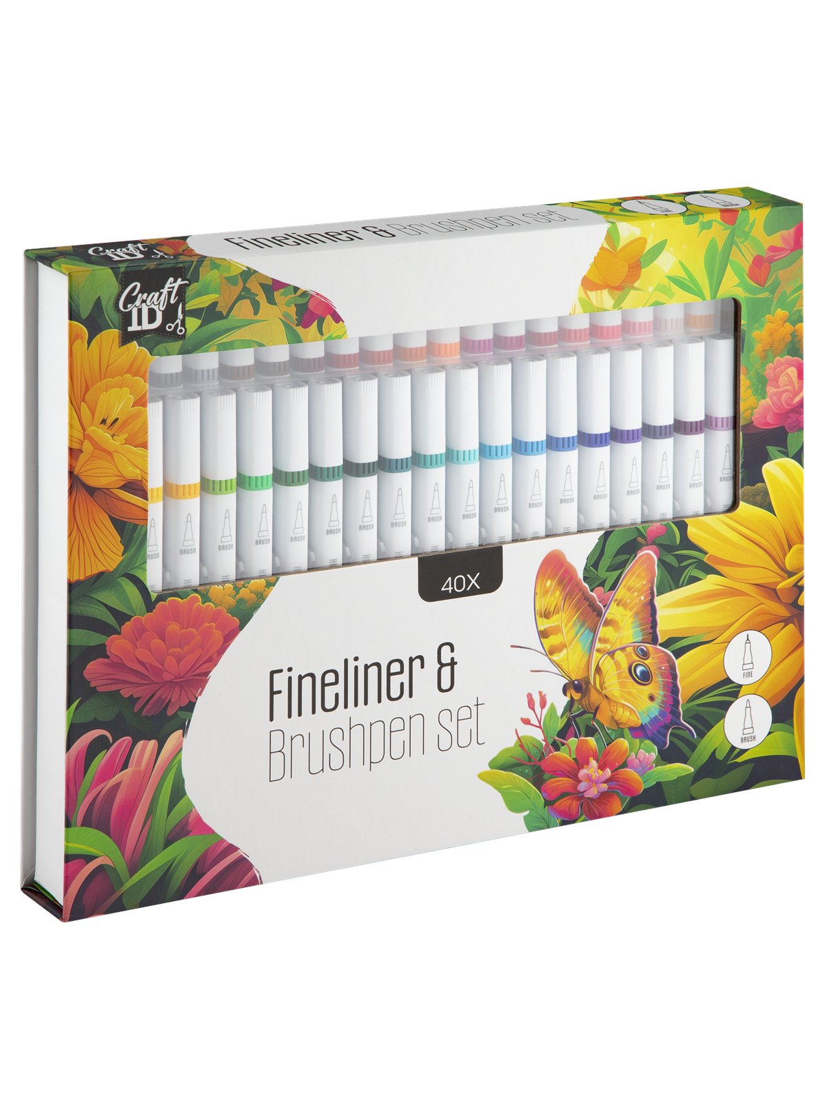 Craft Sensations Fineliner & Brushpen Set - 40 Pcs - Kunst Handwerk Ausstattung - Cr5028/ge