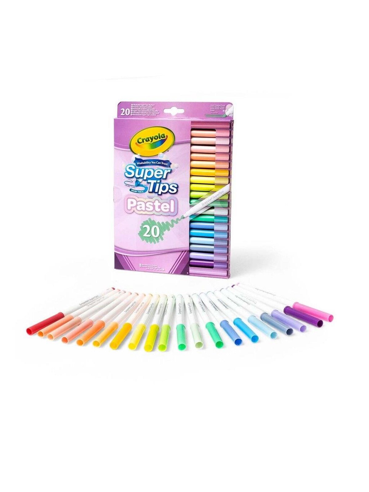 Crayola Supertips Pastel Washable Markers 20 Pcs - Utensilien Zum Schreiben Und Zeichnen - 58-7517