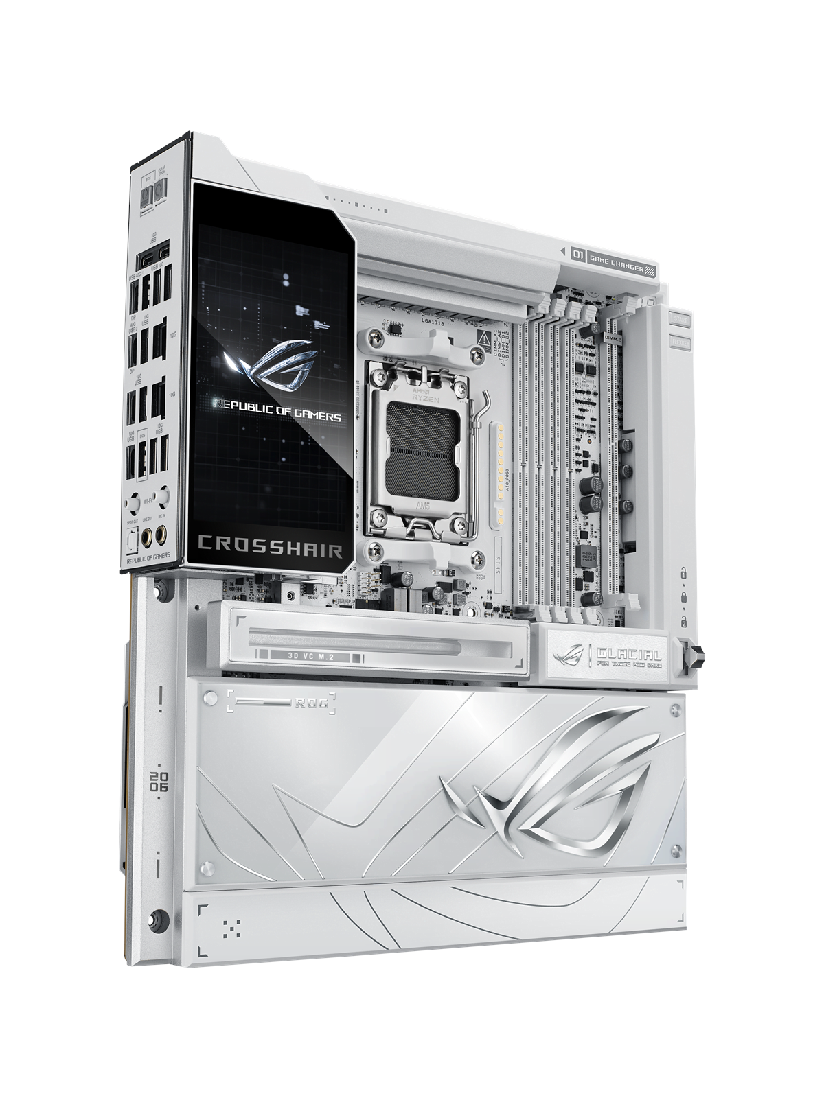 Asus Rog Crosshair X870e Glacial Mainboard - Amd X870e - Amd Am5 Socket - Ddr5 Ram - Extended Atx - 90mb1nq0-m0eay0