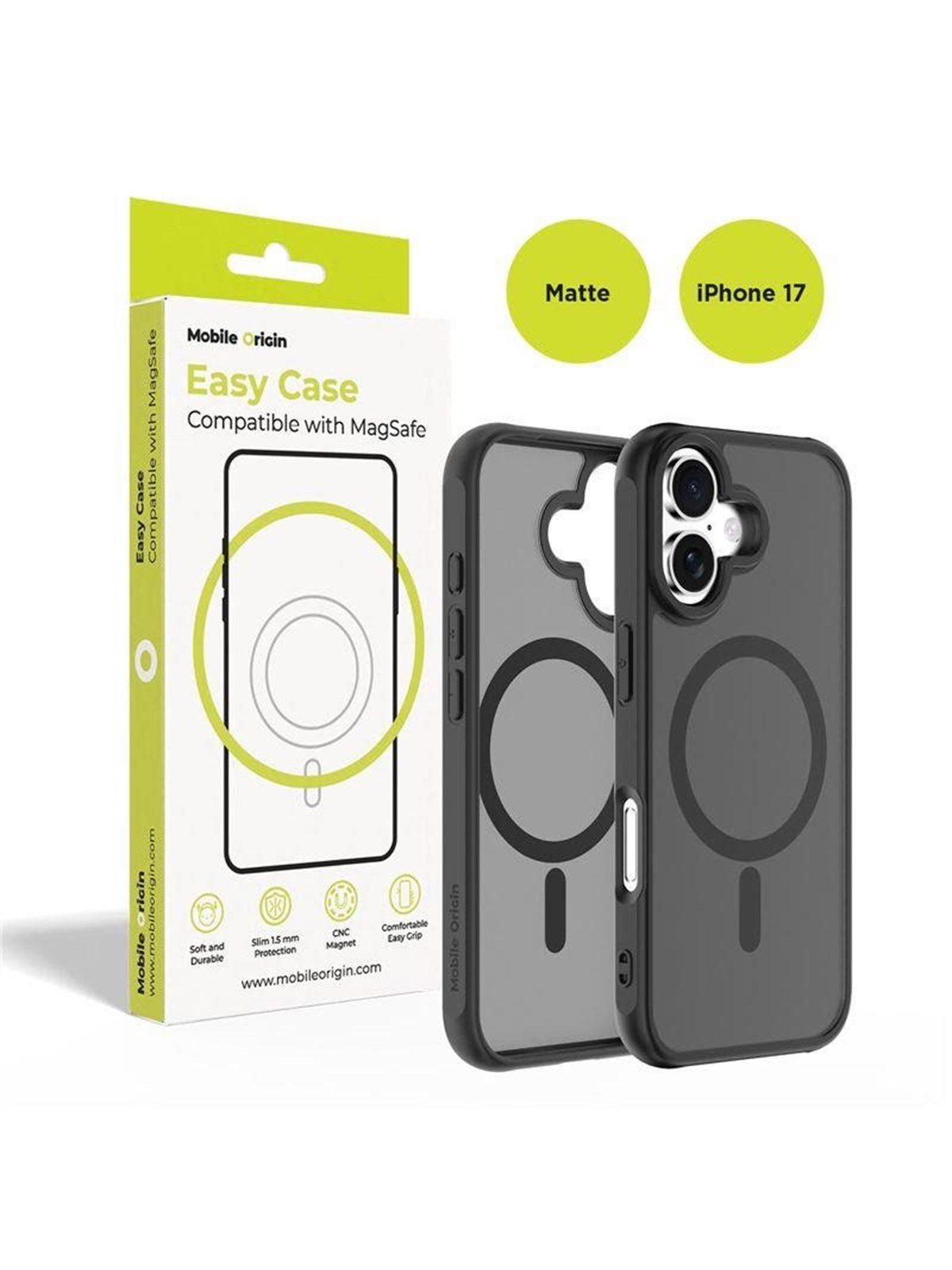 Mobile Origin Hybrid Magsafe Case - Matte Black - Iphone 17 - Handys Cover Cases - Mo-hybl-ip17