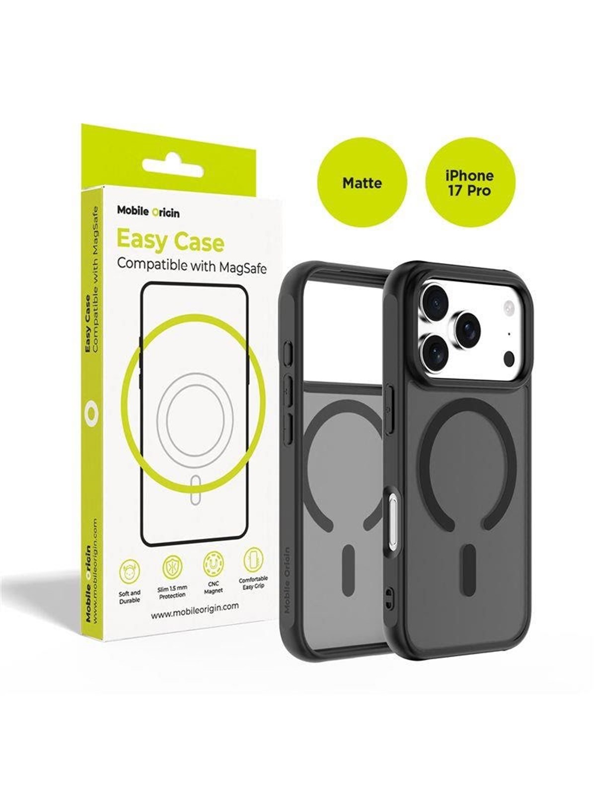 Mobile Origin Hybrid Magsafe Case - Matte Black - Iphone 17 Pro - Handys Cover Cases - Mo-hybl-ip17p