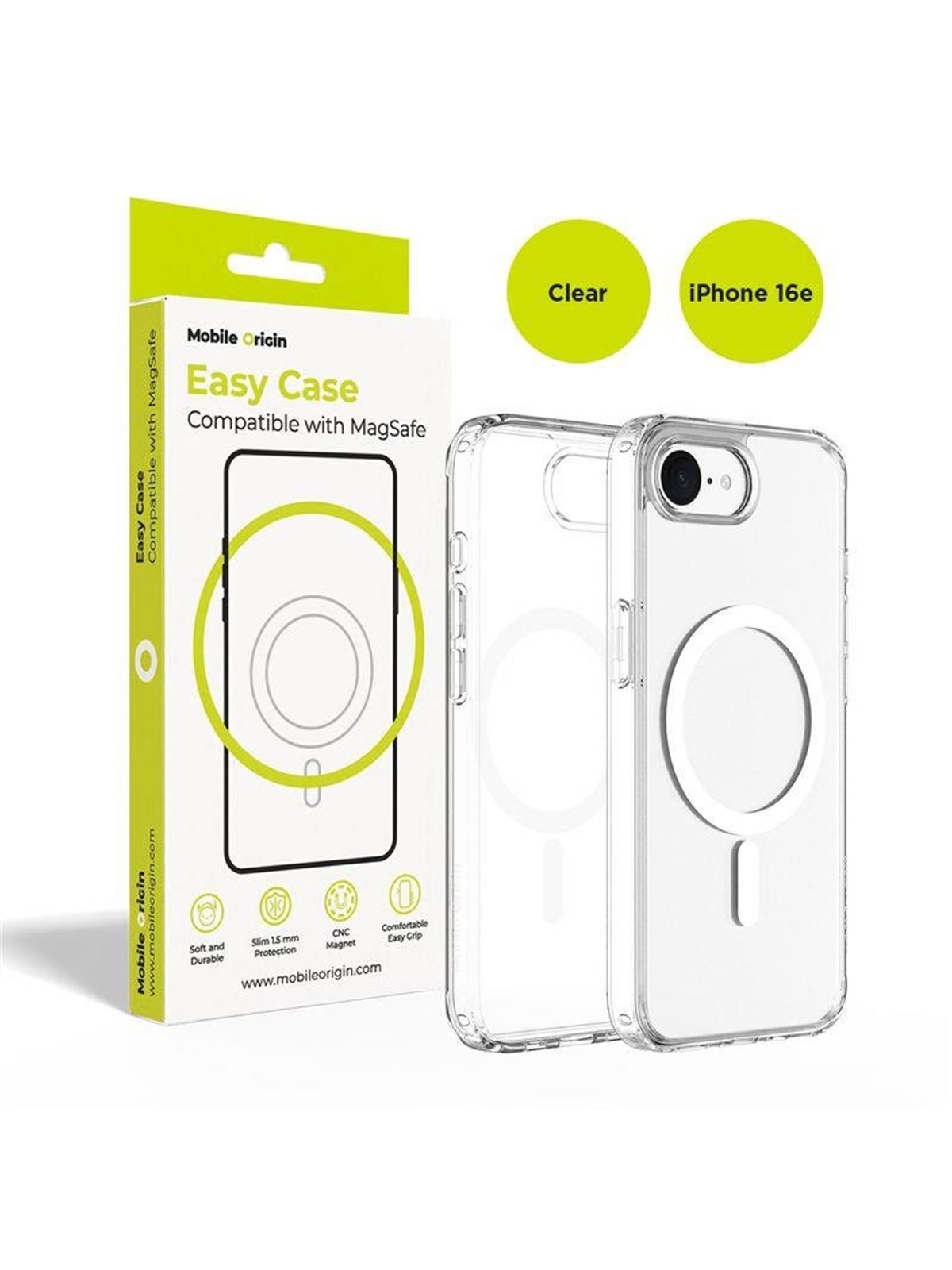 Mobile Origin Hybrid Magsafe Case - Clear - Iphone 17e/16e - Handys Cover Cases - Mo-hycl-ip16e