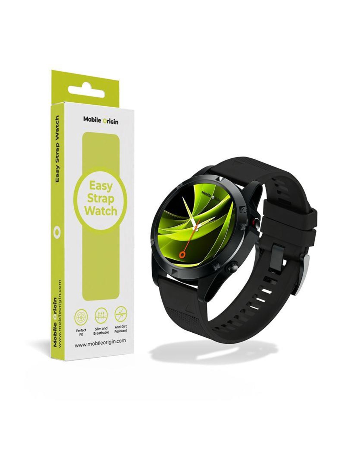 Mobile Origin Easy Strap Watch 20mm Black - Smartwatch Accessories - Mo-es20-blk