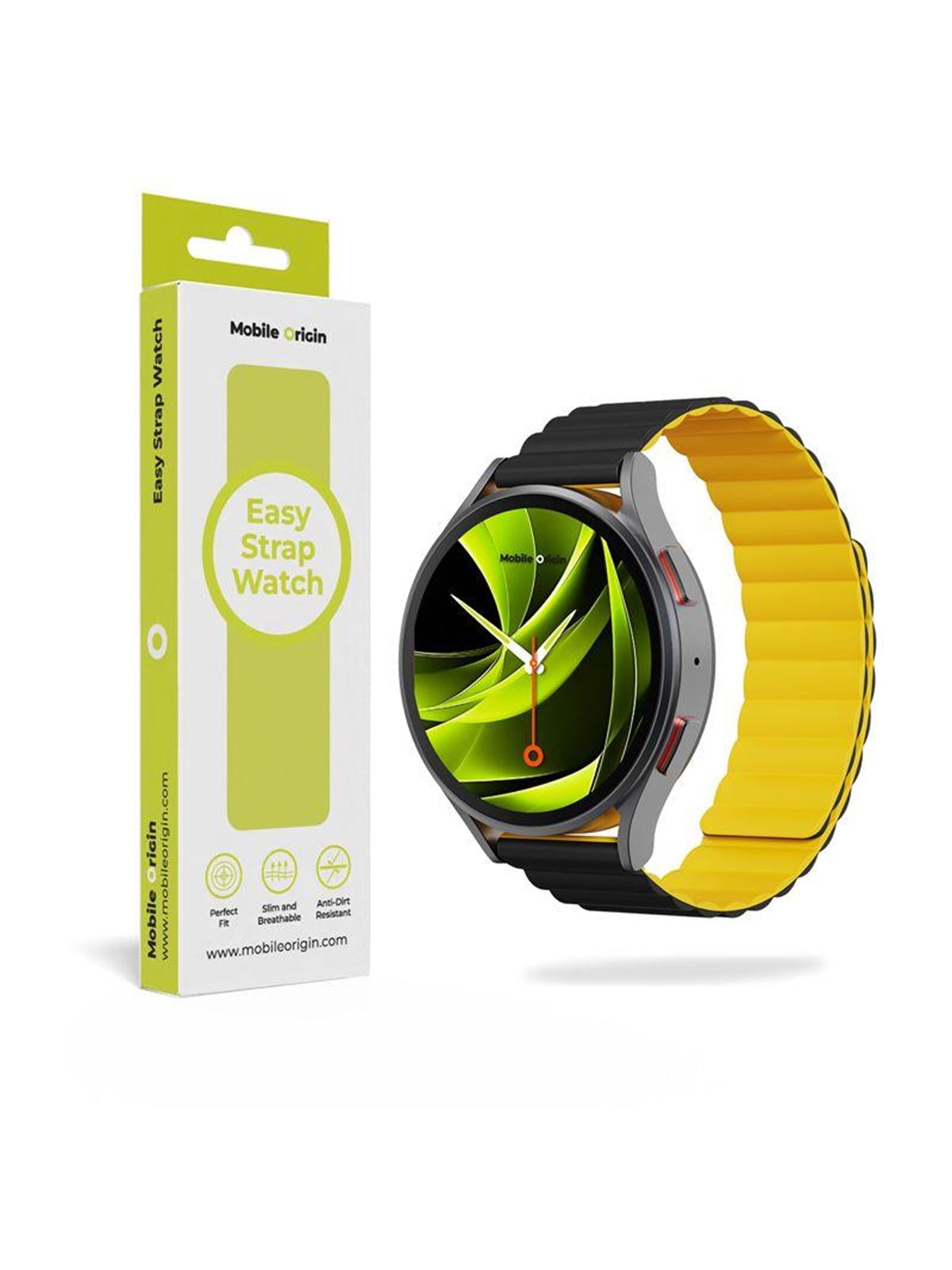 Mobile Origin Easy Strap Magnetic Watch 22mm Black/yellow - Smartwatch Accessories - Mo-esm22-blk-ylw