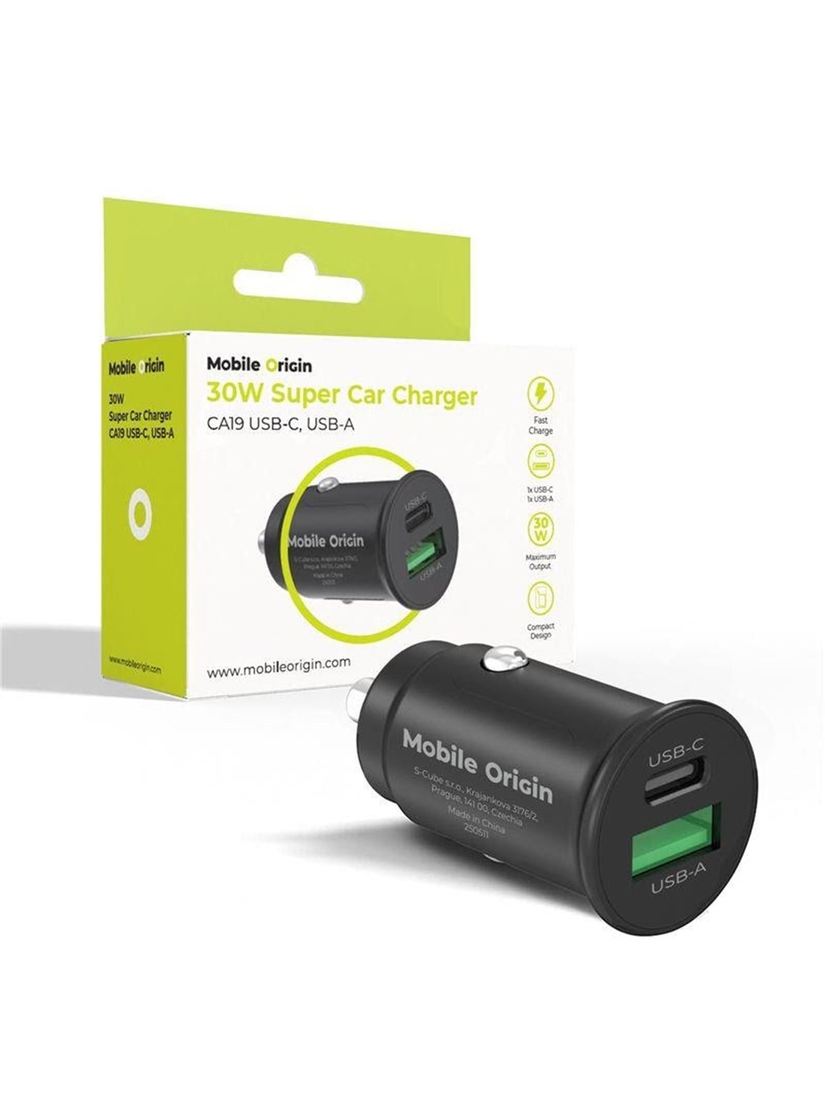 Mobile Origin 30w Super Car Charger Ca19 - Usb-c - Usb-a - Handys Adapter Und Ladegeraete - Mo-30wscch-ca19