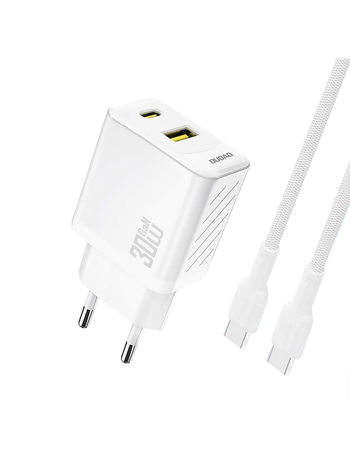 Dudao A27tceu PD 30w Gan Usb-a Usb-c Wall Charger With Usb-c Cable - White - Handys Adapter Und Ladegeraete - 6976625334223
