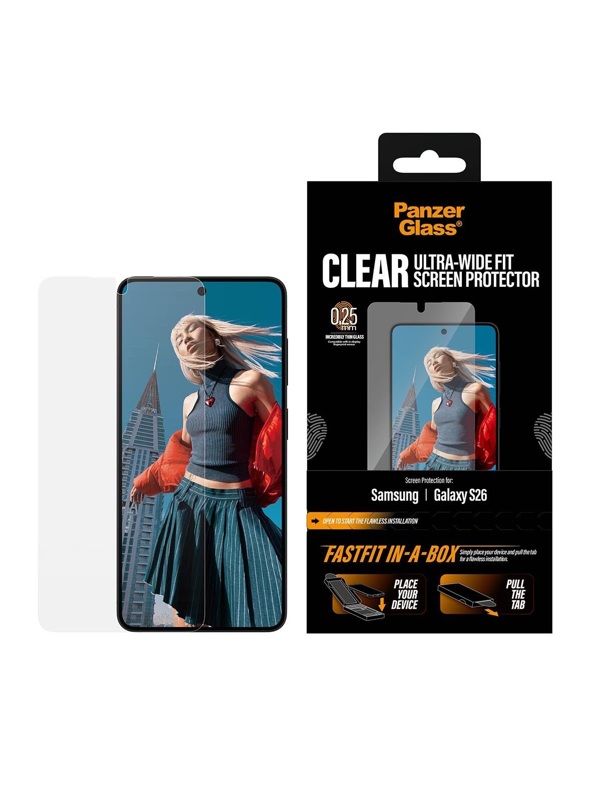 Panzerglass Screen Protector Samsung Galaxy S26 | Ultra-wide Fit w. Fastfit In-a-box - Handys Schutzfolie - Pg17676
