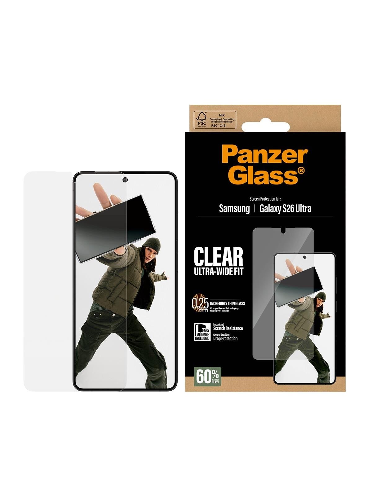 Panzerglass Screen Protector Samsung Galaxy S26 Ultra | Ultra-wide Fit w. Easyaligner - Handys Schutzfolie - Pg37869