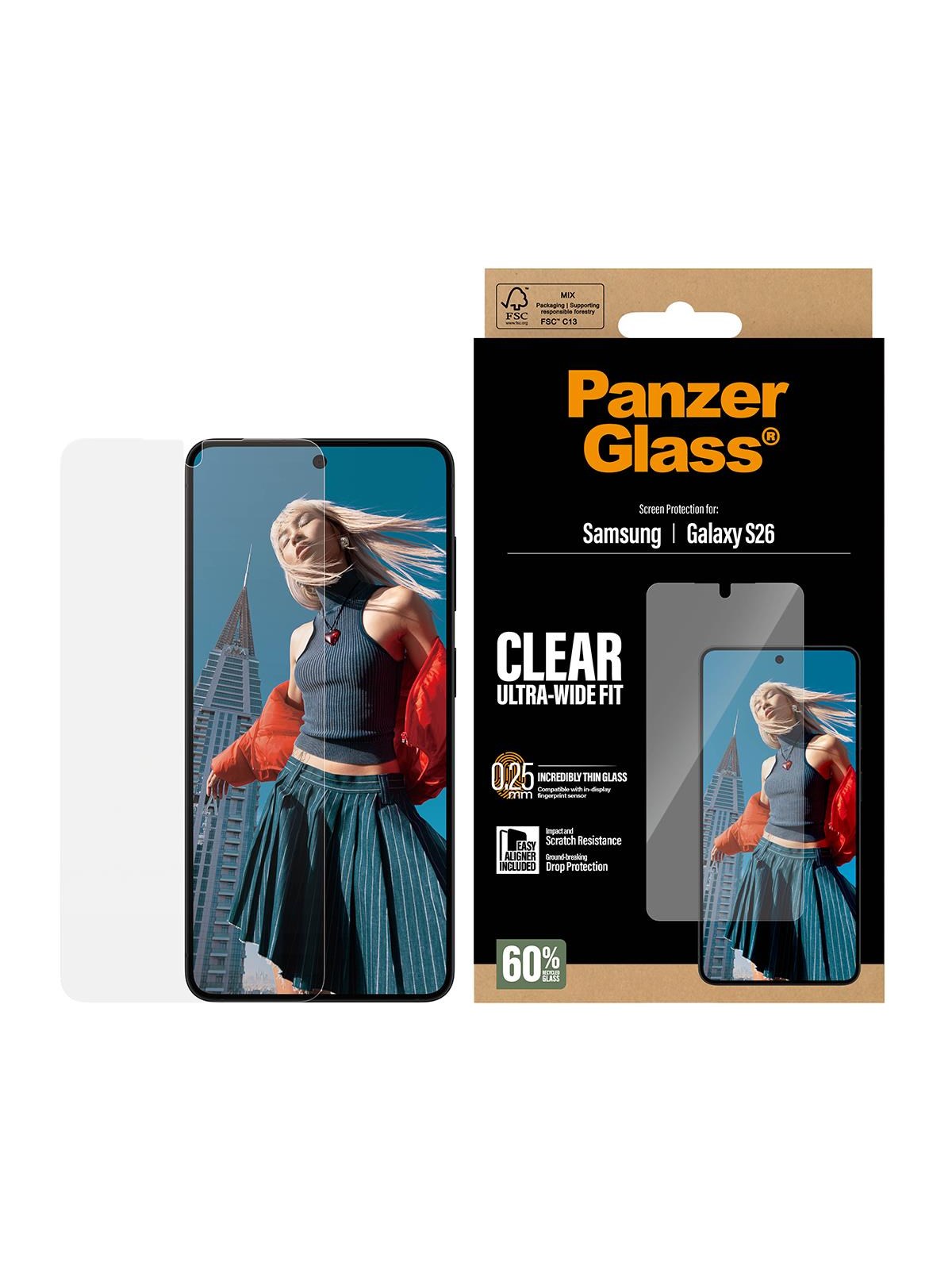 Panzerglass Screen Protector Samsung Galaxy S26 | Ultra-wide Fit w. Easyaligner - Handys Schutzfolie - Pg34506