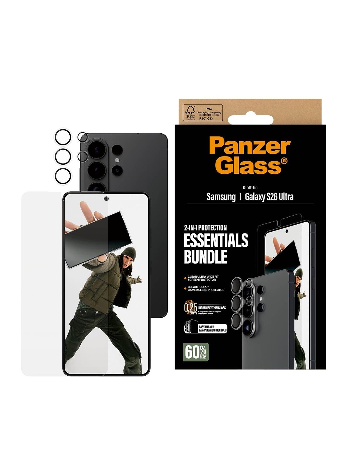 Panzerglass Hoops 2-in-1 Bundle Samsung Galaxy S26 Ultra | Ultra-wide Fit - Handys Schutzfolie - Pg62587