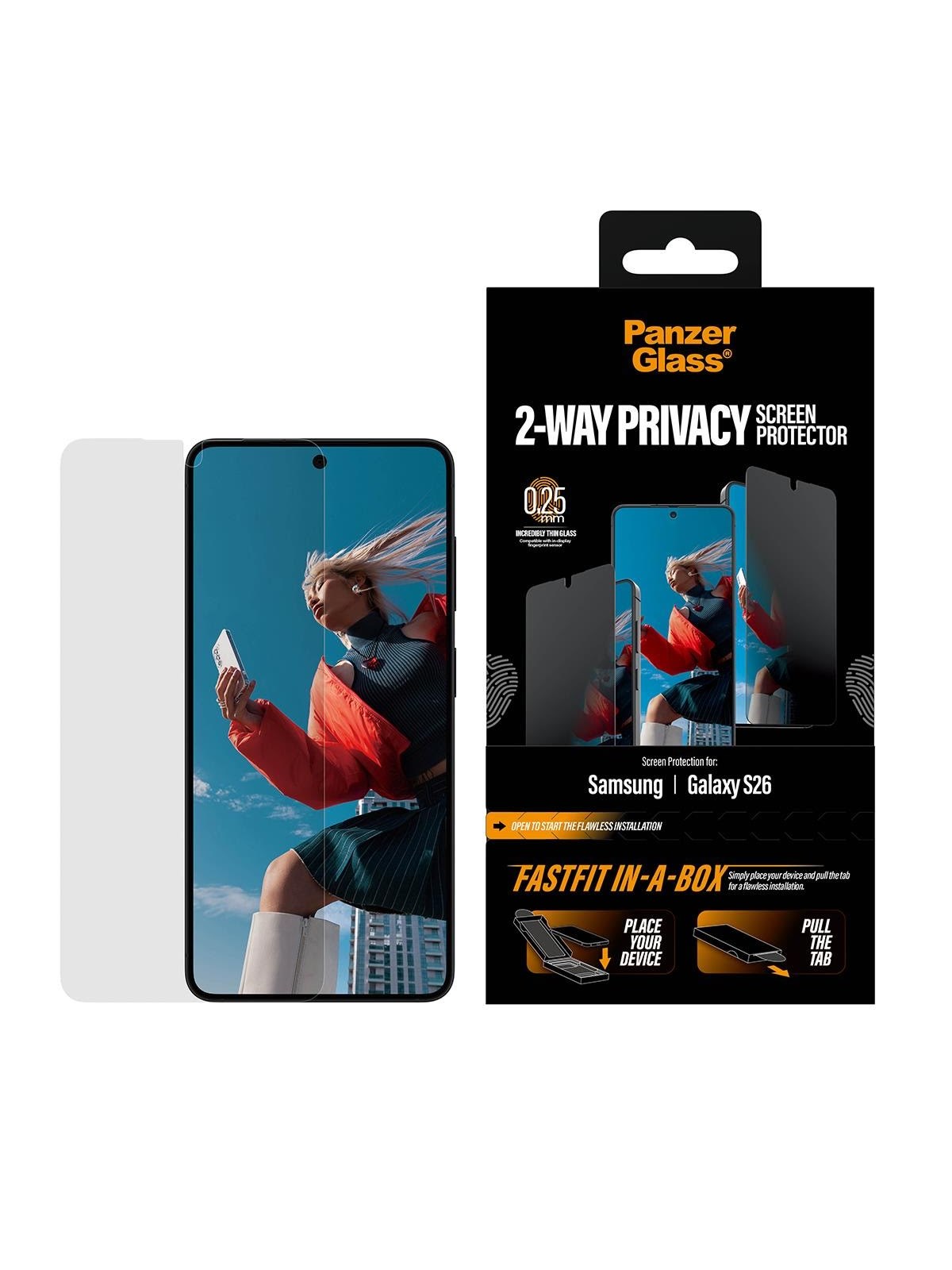 Panzerglass 2-way Privacy Screen Protector Samsung Galaxy S26 | Ultra-wide Fit w. Fastfit In-a-box - Handys Schutzfolie - Pg52412