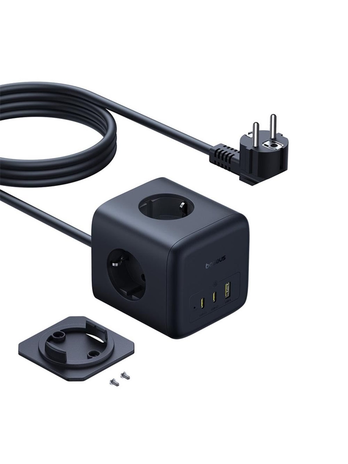 Baseus Enerfill Fa11 67w Power Strip Usb-a + Usb-c Cube + 3 x EU Socket 1.5m - Black - Stromkabel Extern - E00082100123-00