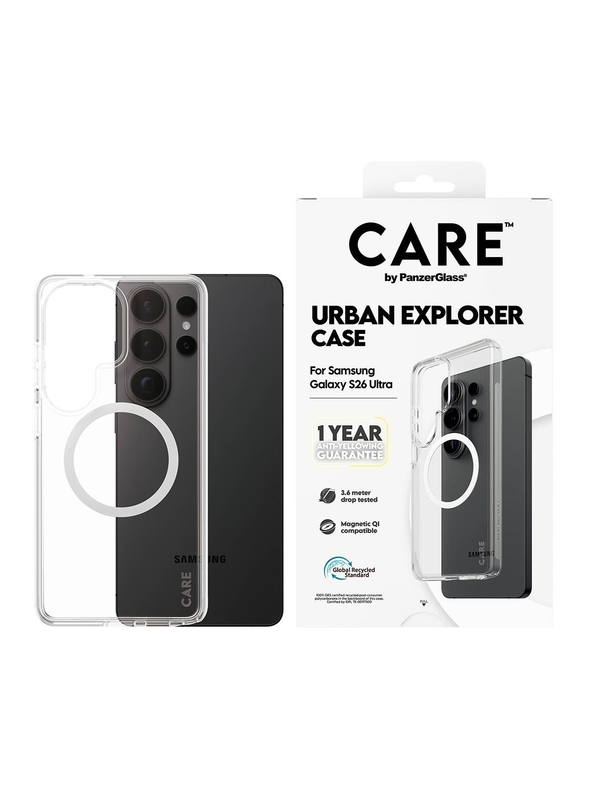 Care by Panzerglass Urban Explorer Case Transparent w. White Qi Samsung Galaxy S26 Ultra - Handys Cover Cases - Cr33544
