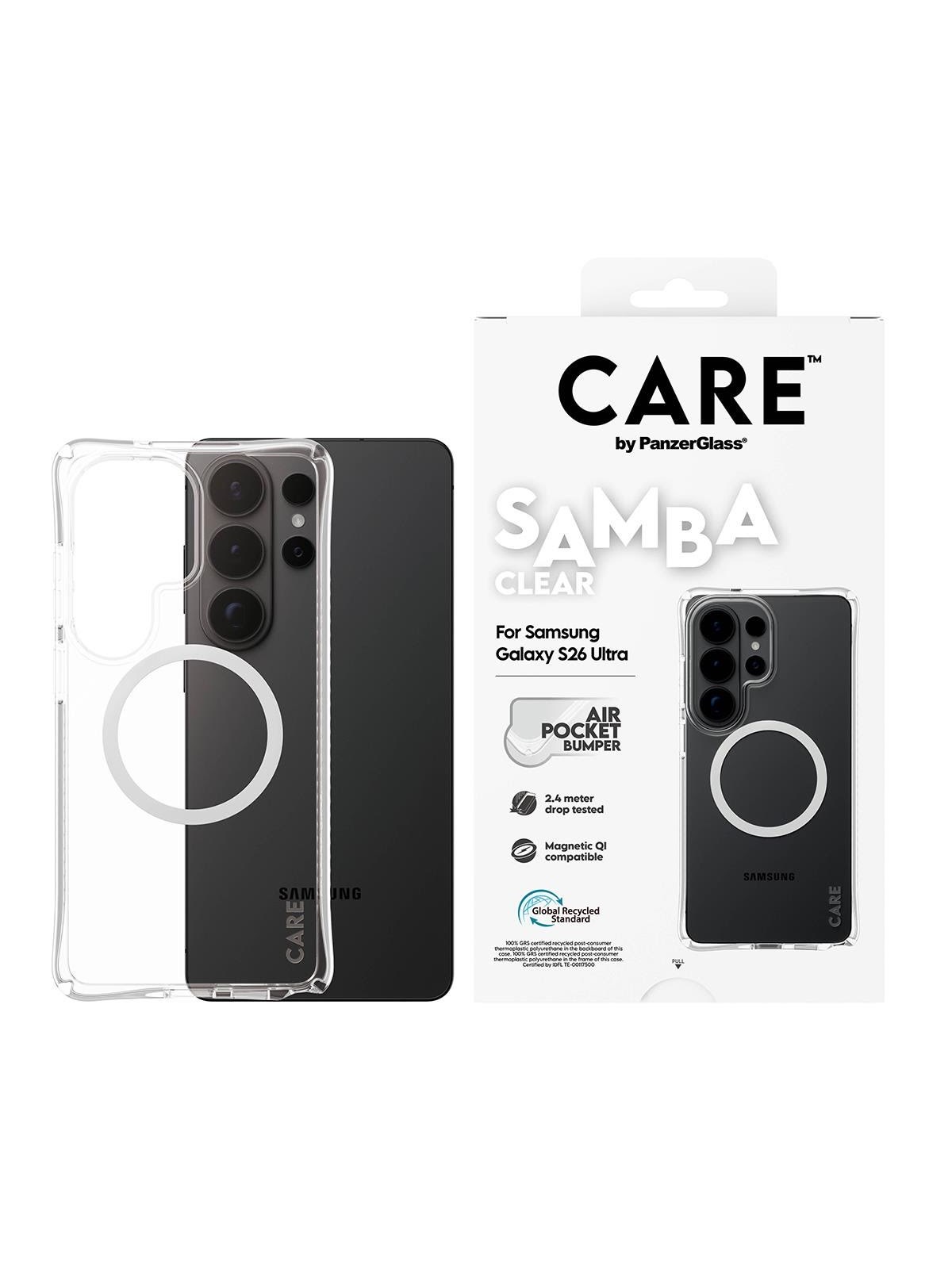 Care by Panzerglass Samba Case Transparent w. White Qi Samsung Galaxy S26 Ultra - Handys Cover Cases - Cr71608