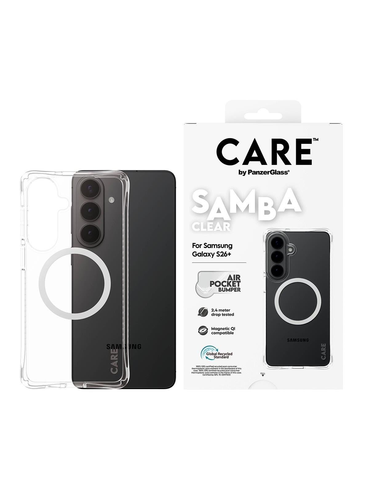 Care by Panzerglass Samba Case Transparent w. White Qi Samsung Galaxy S26+ - Handys Cover Cases - Cr51003