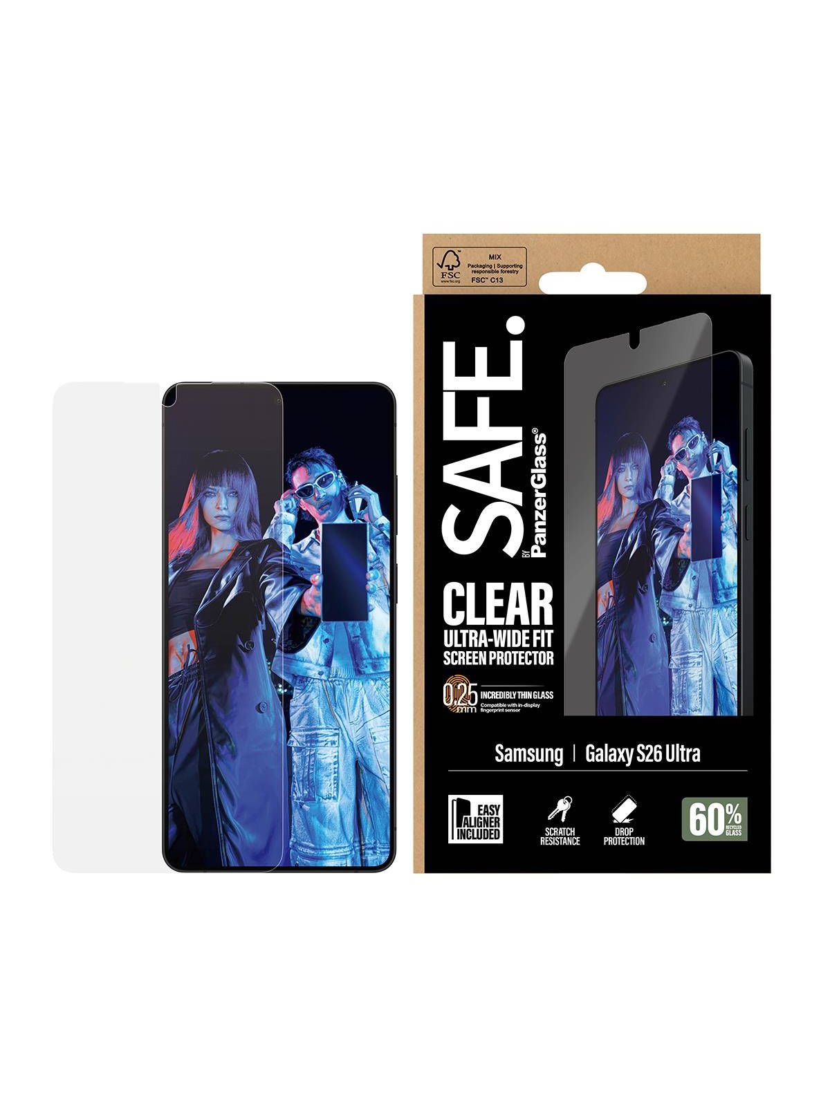 Safe by Panzerglass Screen Protector Samsung Galaxy S26 Ultra | Ultra-wide Fit w. Easyaligner - Handys Schutzfolie - Sa77811