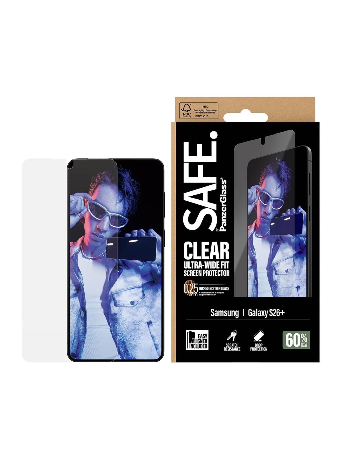 Safe by Panzerglass Screen Protector Samsung Galaxy S26+ | Ultra-wide Fit w. Easyaligner - Handys Schutzfolie - Sa70947