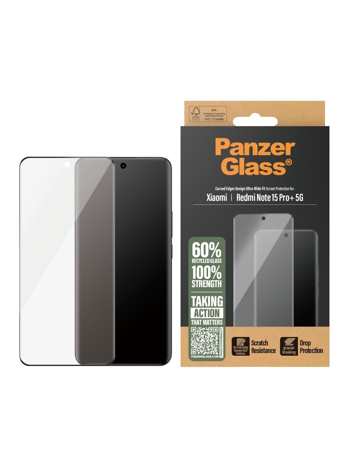 Panzerglass Screen Protector Xiaomi Redmi Note 15 Pro+ 5G | Ultra-wide Fit - Handys Schutzfolie - Pg01689