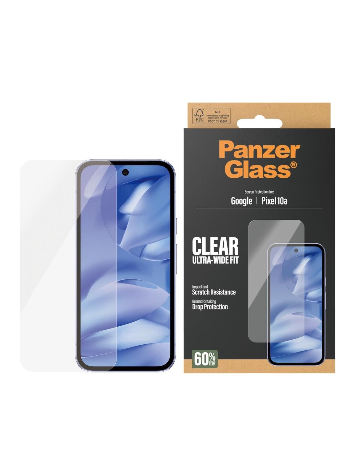 Panzerglass Screen Protector Google Pixel 10a | Ultra-wide Fit - Handys Schutzfolie - Pg21079