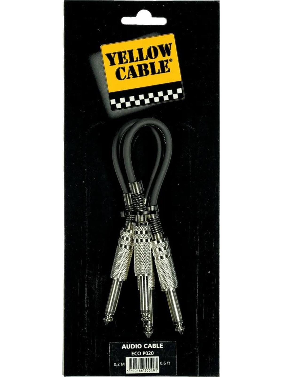 Yellow Cable P020 - 2 x 1/4" Klinke/klinke Patchkabel 20cm. - Audio Kabel - Eco P020