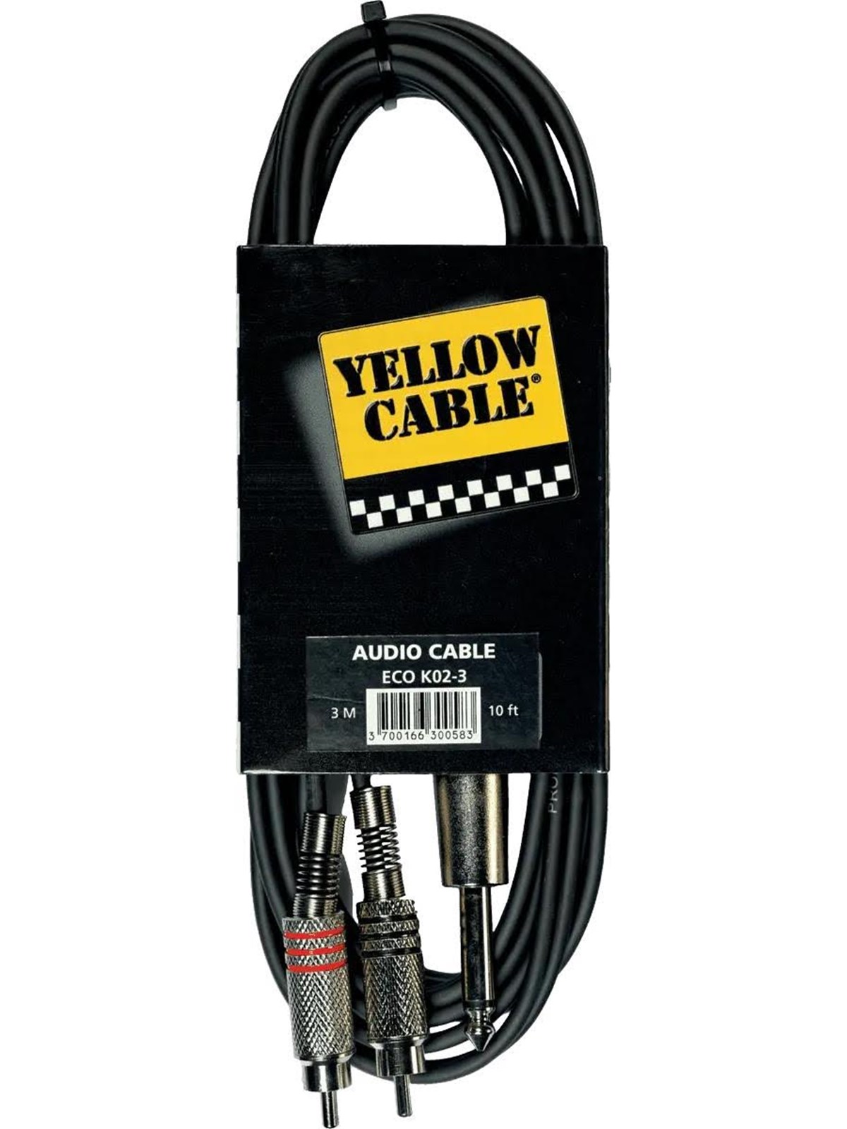Yellow Cable K02-3 - 2 x Rca - 1/4" Klinke Mono-kabel 3m. - Audio Kabel - Eco K02-3