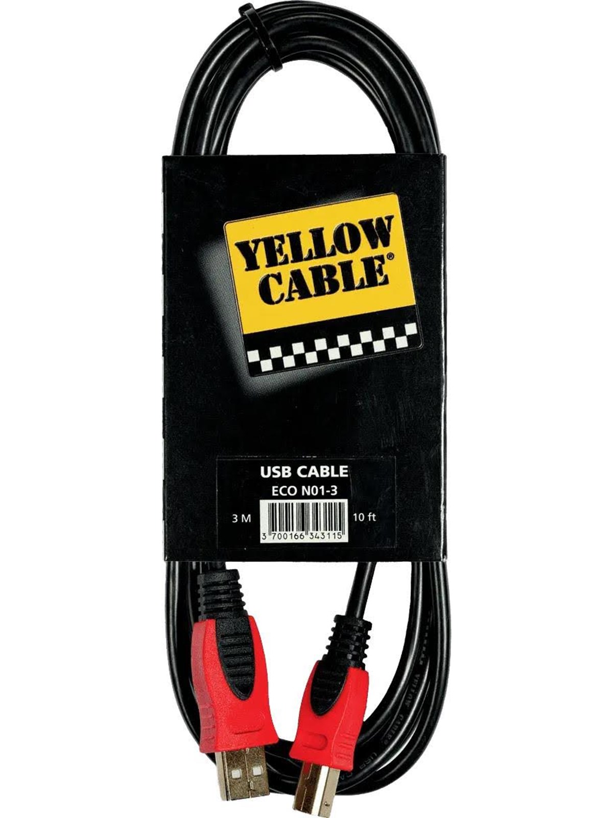 Yellow Cable N01-3 - Usb A/b-kabel 3m. - Audio Kabel - Eco N01-3