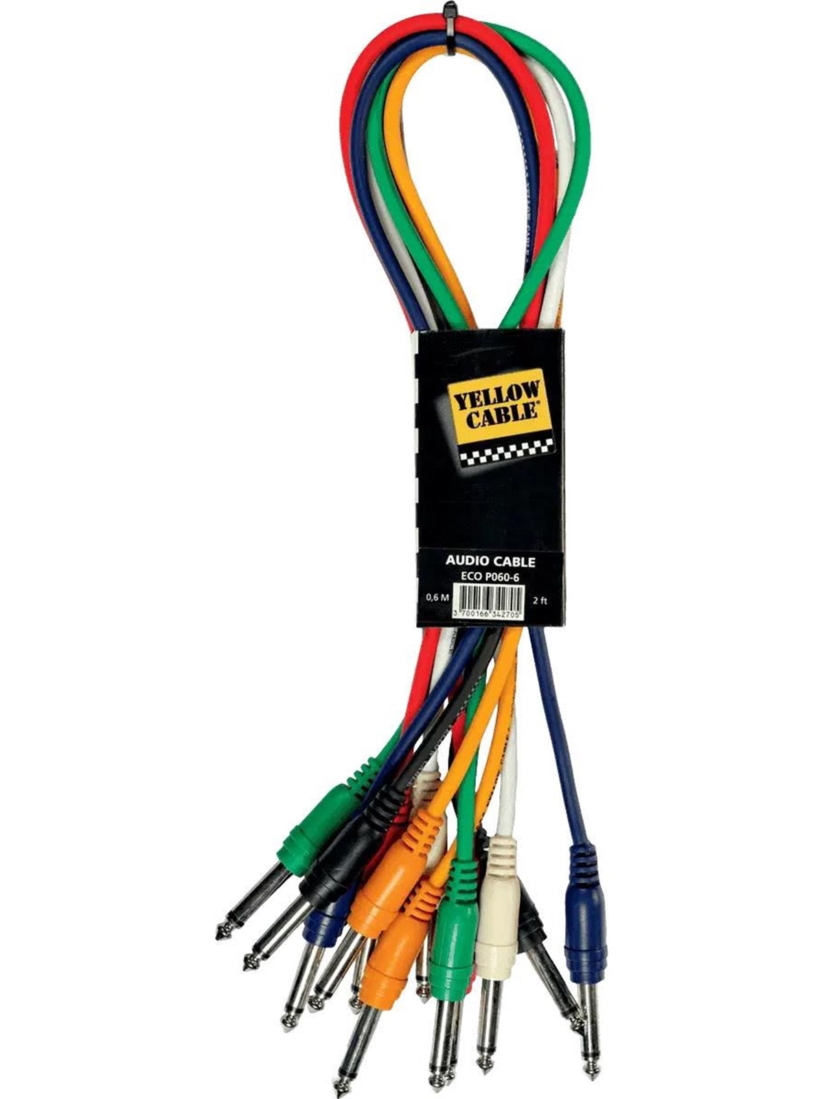 Yellow Cable P060-6 - 6 x 1/4" Klinke/klinke Patchkabel 60cm. - Audio Kabel - Eco P060-6
