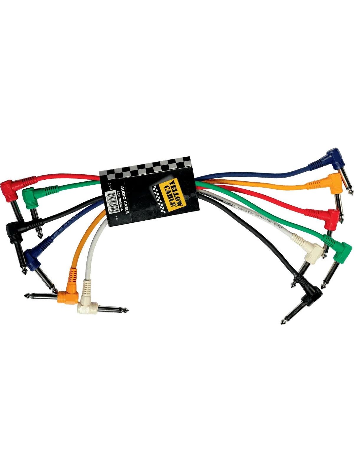Yellow Cable P030c-6 - 6 x 1/4" Abgewinkelte Klinke/abgewinkelte Klinke Patchkabel 30cm. - Audio Kabel - Eco P030c-6
