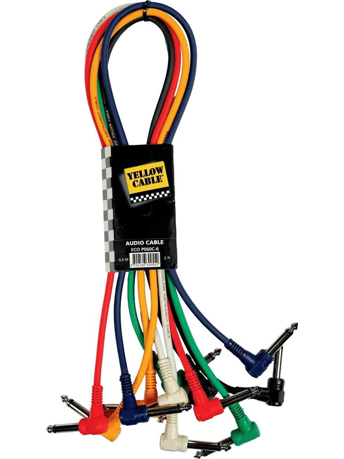 Yellow Cable P060c-6 - 6 x 1/4" Abgewinkelte Klinke/abgewinkelte Klinke Patchkabel 60cm. - Audio Kabel - Eco P060c-6